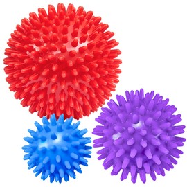 Beenax Spiky Massage Balls (Set of 3) - Perfect for Plantar Fasciitis, Trigger Point, Deep Tissue, Myofascial Release, Reflexology - Designed to Relieve Stress and Relax Tight Muscles - 6cm, 8cm, 10cm