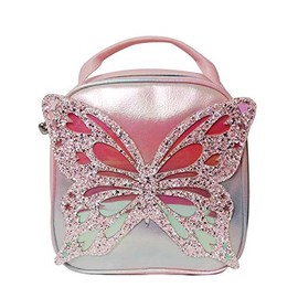 OMG! Accessories B-Fly Glitter Butterfly Insulated Lunch Tote, Pink