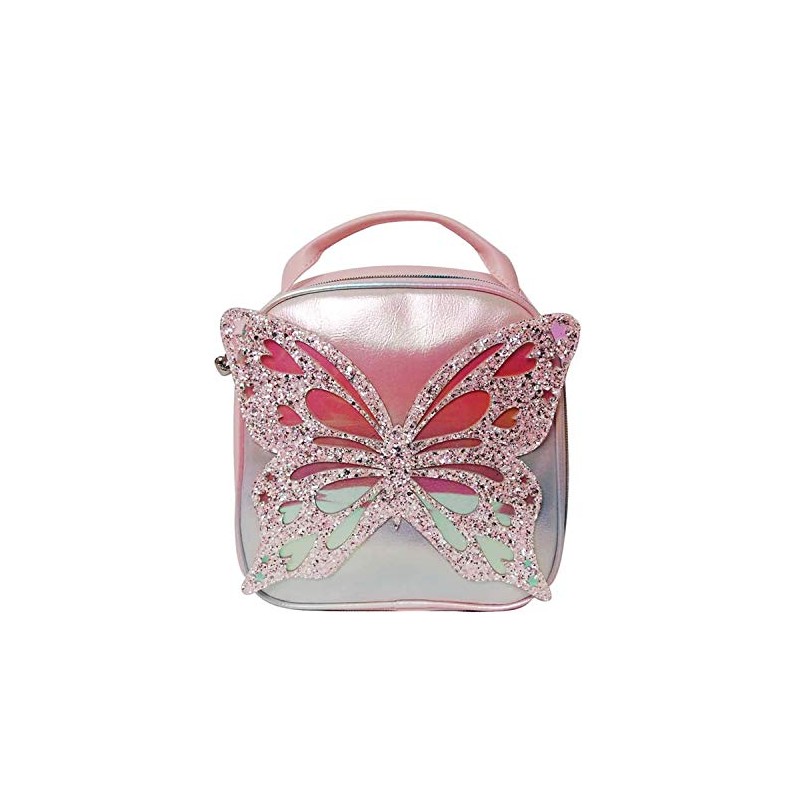 OMG! Accessories B-Fly Glitter Butterfly Insulated Lunch Tote, Pink