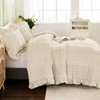WONGS BEDDING Beige Textured Comforter Set King,3 Pieces Ruffle Farmhouse