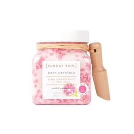 Sunday Rain Uplifting and Hydrating Pink Grapefruit and Sea Salt Bath Crystals Salts, with Ceramides, Pink, 500g