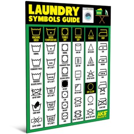 Laundry Symbols Guide Magnet - Extra Large Easy to Read 8.5” x 11” Clothing Care Instruction Cheat Sheet – Washing, Drying, Ironing & Bleaching Accessory - Functional Modern Laundry Room Art Decor