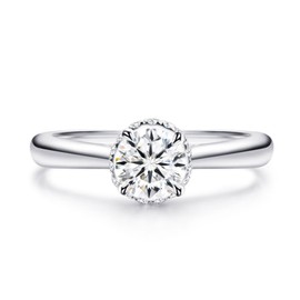 Jeulia Women's 925 Sterling Silver Ring, Zirconia, CZ, Diamond, 1.9 ct K18 White Gold Plated, Engagement Ring, Proposal Ring, Sterling Silver