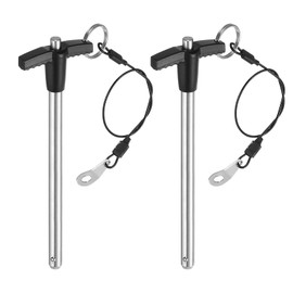 QUARKZMAN Pack of 2 T-Handle Locking Pins, 8 mm x 100 mm Quick Release Pins Usage Length Stainless Steel Push Button Quick Release Pin Ball Lock Bolts