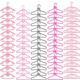 E-TING 60 Pcs Mini Doll Clothes Hangers - Plastic Mixed Little Hangers for 11.5 inch Doll Clothes Gown Dress Outfit