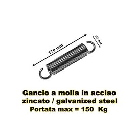 mmasport Stand Spring Hook Bag MOLLONE Shock Absorber for Punching Bag, grigio zincato, 170 x 37 mm