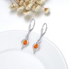 Opal Earrings Sterling Silver Fire Opal Dangle Drop Dangly Leverback