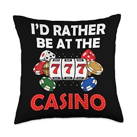Funny Casino Slot Machine Card Las Vegas Gambler Gambling Throw Pillow