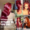 13x6 99J Burgundy Red Lace Front Wigs Human Hair Burgundy