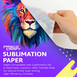 Frisco Crafts Sublimation Paper 8.5 x 11 Inches (100 Sheets) - Subli Paper for Inkjet Printer with Sublimation Ink - High Transfer Rate, Vibrant Colors, 120gsm for T-Shirts, Mugs & More