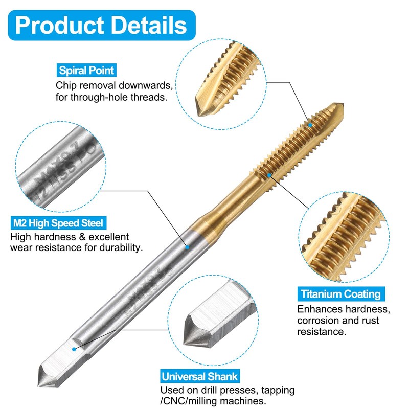 sourcing map Tap and Drill Bit Set, 3pcs M4 x