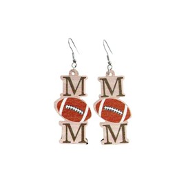 Sports Baseball Football Mom Letter Wooden Earrings Heart Shaped Volleyball Basketball Earrings Fans Players Mothers Day Gift-football