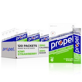 Propel Electrolyte Enhanced Water Drink Mix Powder Packets, Kiwi Strawberry, Zero Calorie & Zero Sugar Hydration with Electrolytes and Vitamins C & E (120 Packets)