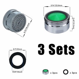 Haiba 3 Pack Tap Aerators Universal Replacement Part, Brass Male Spout Threaded Aerator with Gasket and Plastic Faucet Wrench Tool, Polished Chrome