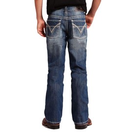 Rock & Roll Denim - Boy's Regular Fit BB Gun Bootcut Western Jeans - Medium Vintage Wash, Size 18