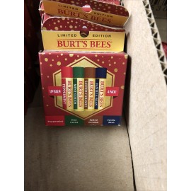 Burt's Bees Lip Balm Holiday 4 Pack + Bonus  SEE PICS  (CARAMEL •COCOA•ETC)