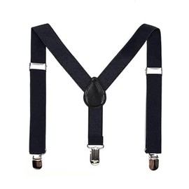 LINKPEACE Kids Suspenders，0.98in Elastic Adjustable Y-shaped Design Sling with Sturdy Metal Clip for Boys and Girls (Black)