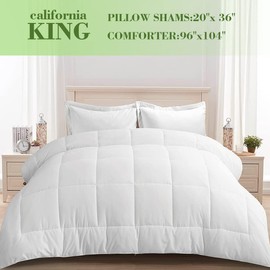 AMGUI California King Comforter Sets,Cal King Comforter Set with 2 Pillow Shams,Comforter Set California King,Cal King Comforter Sets Clearance Oversized,White