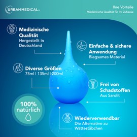 URBAN MEDICAL Ohrenschmalz Entferner - Sanfte Ohrendusche für Erwachsene, Kinder & Babys - Wiederverwendbarer Ohrreiniger - Sicher und effektiv - 135ml