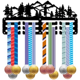 CREATCABIN Sports Medal Holder Hooks Running Medals Hanger Display Rack Mountain Tree Awards Lanyard Ribbons Small Iron Rack Frame for Runners Competition Race Victory Gymnastics Dance 11.4x5.1Inch