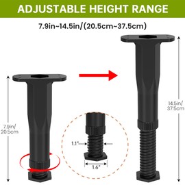 NYEONHRT 8PCS Adjustable Bed Frame Support Legs (7.9"-14.5"), Furniture Leg Replacement Kit Bed Frame Heavy Support Legs with Screws for Frame/Sofa/Dresser/Chair/Table