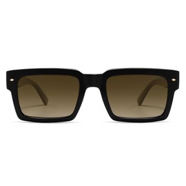 SOJOS Classic Retro Square Polarized Sunglasses Womens Mens, 80s 90s Trendy Rectangle Shades SJ2393, Shiny Black/Gradient Brown