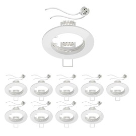 ledscom.de Circ Ceiling Mounting Frame Aluminium Mounting Frame White (LED/Halogen/MR16/50 mm) with GU5.3 Socket Pack of 10