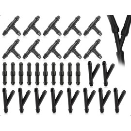 Lhbwhiz 30 Pieces Windscreen Washer Connector Set, Universal Straight T-Piece Y Piece Car Hose Connector, Wiper Hose Repair Kit, Automotive Hose Connection Nozzles (Black)