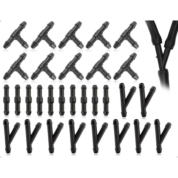 Lhbwhiz 30 Pieces Windscreen Washer Connector Set, Universal Straight T-Piece