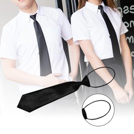 Siliget Pre-Tied Kids Necktie 28cm, Elastic Boys Neck Tie Satin Plain Colored Formal Tie for Wedding, Kids Graduation Prom, Celebration (Black)