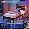 Rolanstar Bed Frame Twin Size with USB Charging Station, LED