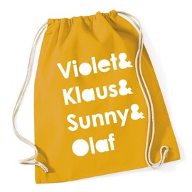 Hippowarehouse Violet&Klaus&Sunny&Olaf Drawstring Cotton School Gym Bag 37cm x 46cm, 12 litres