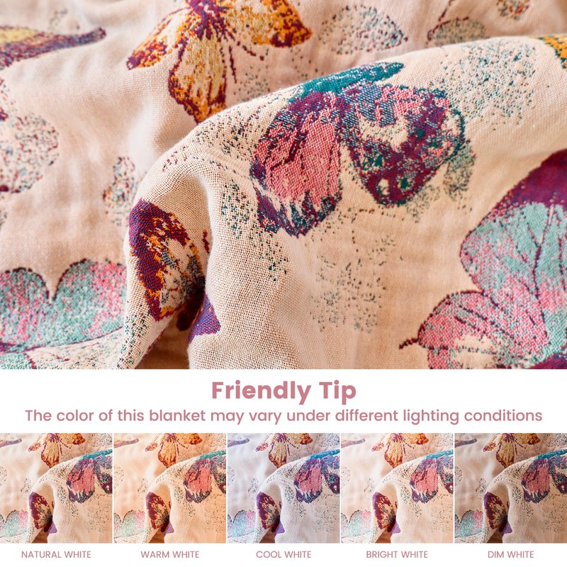 WOFNA Boho Butterfly Throw Blanket 60"x80" Twin Size Bed Blanket,100%