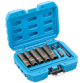 7Pcs Alloy Steel Bolt Extractor Kit Extended Length Nut Remover Socket Tool Labor Saving Socket Wrench Set Ergonomic for Car..(7 pieces,black)