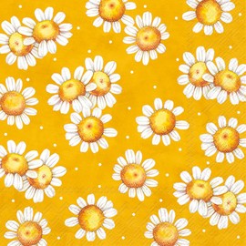 IHR Napkin Daisy Dream Pack of 20 Paper W 33 cm x L 33 cm Spring Printed on One Side White Ideal for Decoupage and Creative Projects