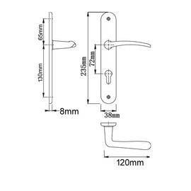 Aqbau® Door Handle Set Long Plate Silver Door Handle Door Handle Door Handle Door Fitting (BB Deadbeard)