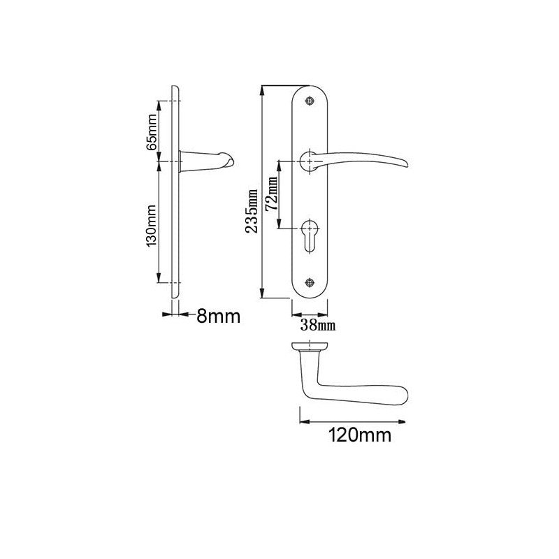 Aqbau® Door Handle Set Long Plate Silver Door Handle Door
