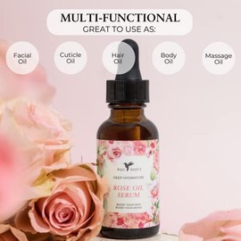 Baja Basics Aceite De Rosa Para El Rostro, Aceite Esencial De Rosa, Suero Facial Y Aceite De Rosa Para Piel, Cabello Y Uas, Hidratante Sin Refinar,...