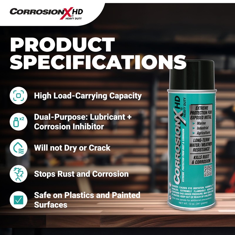CorrosionX Heavy Duty Anti Rust Spray, Dripless Self-Healing Corrosion Inhibitor