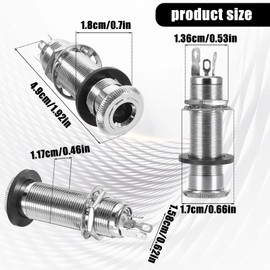 6.35mm Brass Mono Guitar Bass Barrel Jack Socket Metal Stereo Guitar Bass Barrel Output Jack Plug Cylinder Input Output Jack with 3 Pins Guitar Accessories for Electric Guitar or Bass