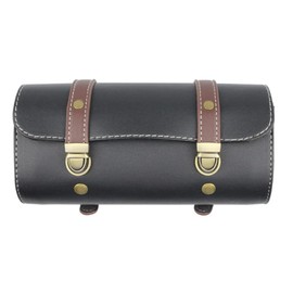 TOTMOX Motorcycle Handle Bar Bag, Leather Motorcycle Handlebar Bag Die Casting Retro Copper Hardware, Motorcycle Saddle Bag w/ 2 Quick Release Buckles On Front