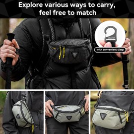 HIKEMAN Bumbag Waist Fanny Pack - Lightweight Waist Bag,Waterproof Cross Body Bag Chest Bag,Unisex Daylite Waist with Adjustable Belt for Sport Running Hiking Camping Travel,Dog Walking (Silvery)