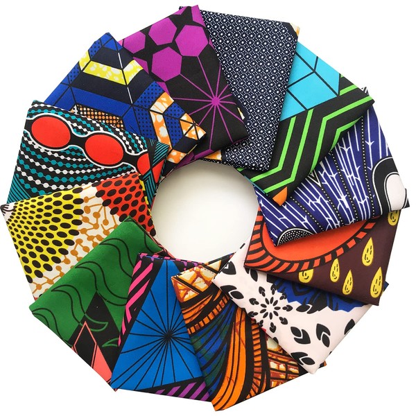 Qililandiy Pack of 12 African Fabric Ankara Wax Print Fabric