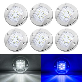 6 Pcs Marine Boat LED Cabin Deck Courtesy Light Stern Transom Lights 12V DC for Boating Kayak, Dinghy, Sailboat, Pontoons, Navigation Vessels, Freighters, Hovercrafts, Hunting, Fishing(White/Blue)