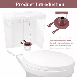 Goddessmoon Toilet Flapper Replacement Parts with Flappers and Stainless Chains, 2-Inch, Universal, Compatible with Most American Standard, Kohler Toilet Tanks,WC Repair parts (3, Red)