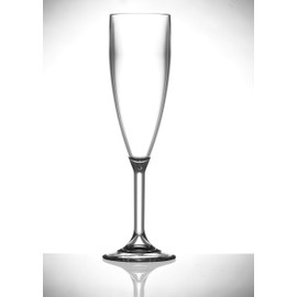 Virtually Glass 6 Roltex Polycarbonate Unbreakable and Reusable Champagne Flutes (180 ml 6.33 FL oz to Ras Edge, Height 17.2 cm, Max Diameter 5.8 cm)