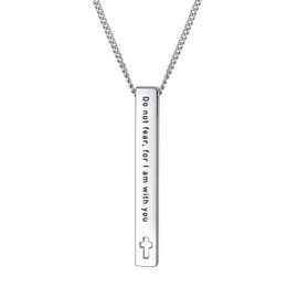 Rnivida Christian Bible Verse Bar Necklaces for Women, Religious Faith Inspirational Birthday Jewelry Gift (Do not fear, for I am with you)