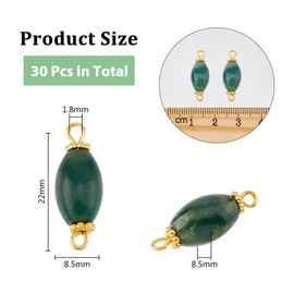 DICOSMETIC Pack of 30 Natural Moss Agate Links Charms Stone Pendant Connectors Oval Gemstone Links Nature Inspired Links Charms for Jewellery Making Hole: 1.8 mm, Moss Agate