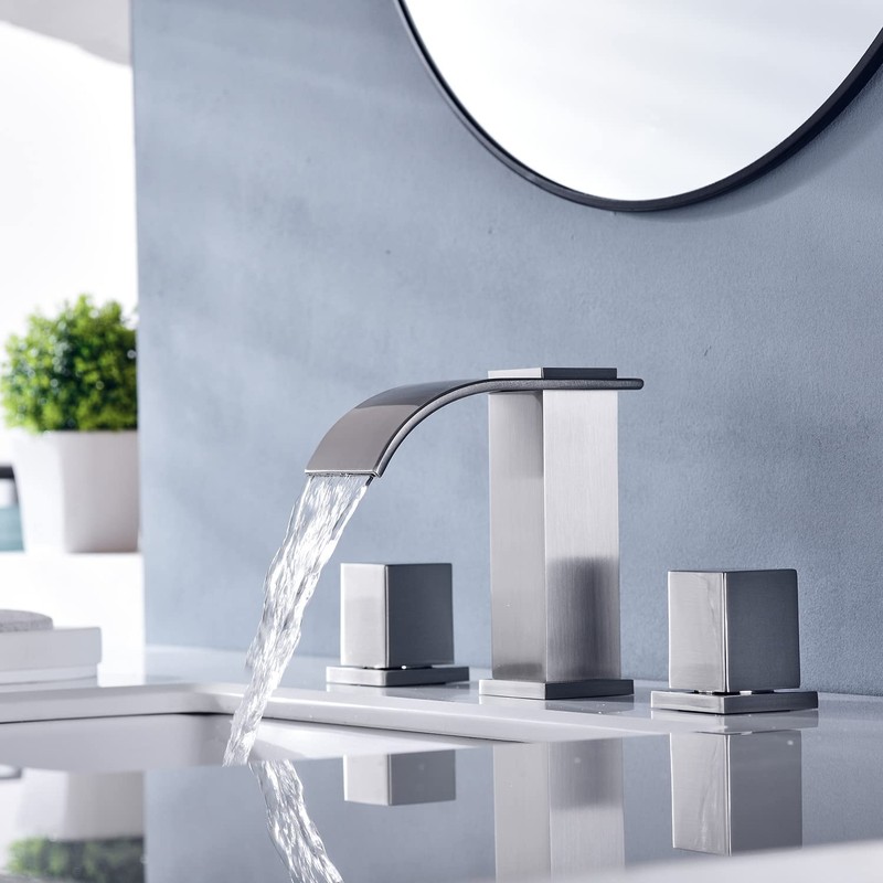MR. FAUCET Waterfall Bathroom Sink Faucets 3 Hole, 2-handle 8