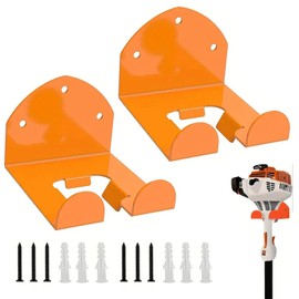Yieson Pack of 2 Brush Cutter Holder, Wall Mount for Grass Trimmer with Screws, Garden Power Tool Hanger, Suitable for Lawnmowers, Garage Trimmers, Hanger for Garden Tools (Orange)